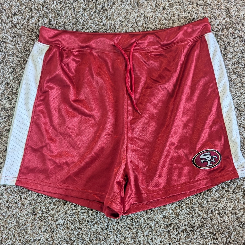 NFL For Her Vintage San Francisco 49ers Red And White Satin Shorts • Large